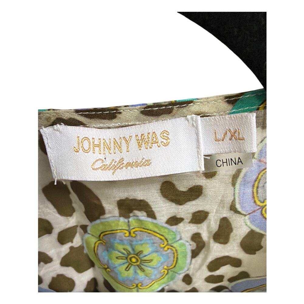Johnny Was Blue Leopard & Floral Kimono Cover-up Size L/XL - Picture 5 of 11